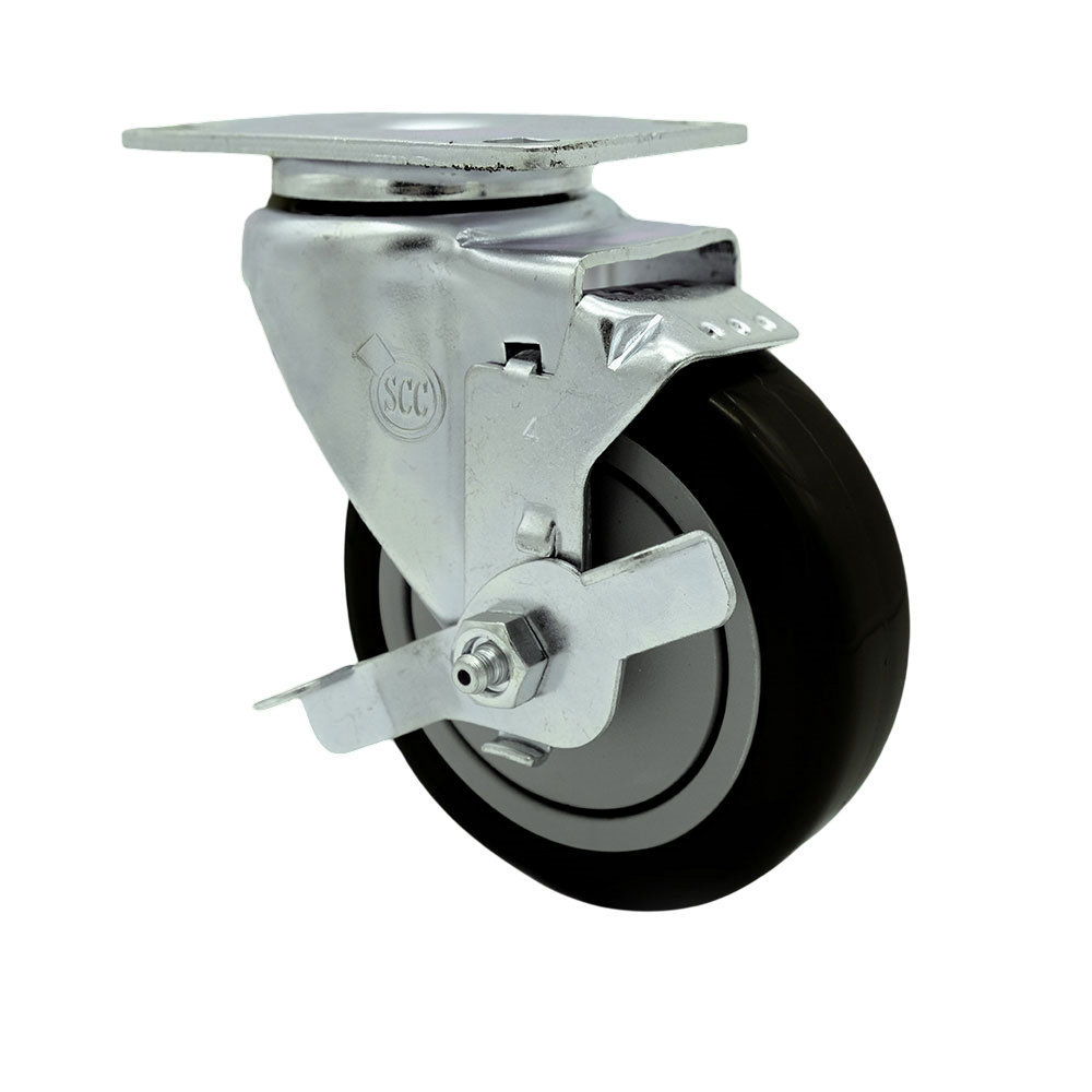 Service Caster Polyurethane Wheel Swivel Top Plate Caster With Brake